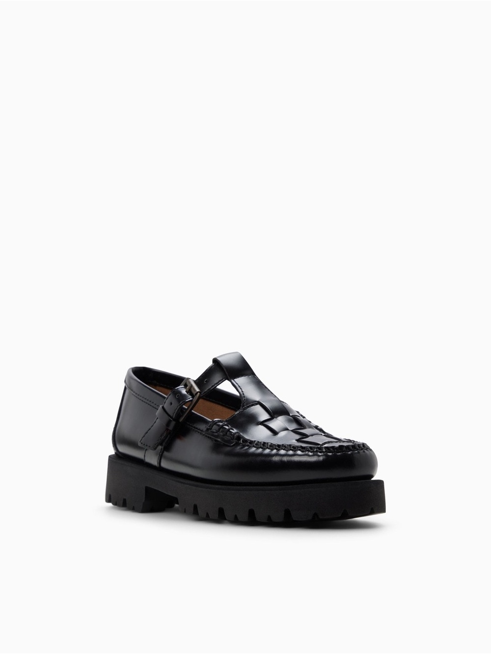 G.H. Bass & Co. Black Mary Jane Fisherman Super Lug Mary Jane Loafers - Picture 7 of 9